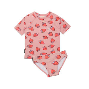 Swimwear: Crywolf - Short Sleeve Rash Set - Strawberry Splash