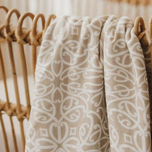 Blankets Swaddles: BO & KO - Koru Pēpi Wrap - Mocha