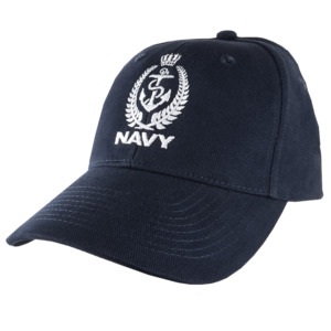 White RNZN badge cap