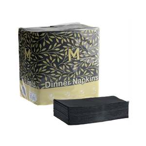 Clearance: Quilted Dinner Napkins 1/8 Fold Black, 2 Ply Pack of 100