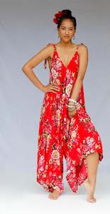 Jumpsuit: TROPICANA RED FLORAL JUMPSUIT