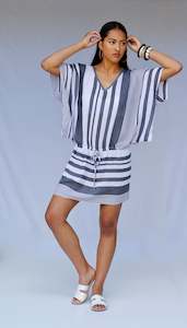 Dress: PETRA GREY STRIPE KAFTAN