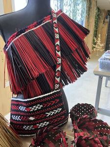 Storm Paroro: Natura Aura Weaving - Handwoven Traditional Harakeke Red/White/Black Pake