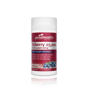 Eye Health: Good Health Bilberry 25000mg Plus Lutein 6mg 60 Capsules