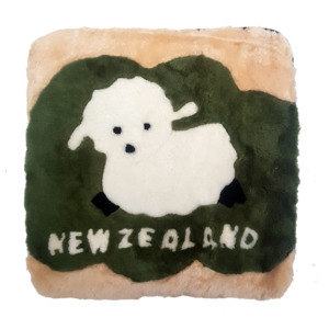 Auskin: Auskin Short Wool Cushion Square - Baby Lamb on Grass 45cm X 45cm