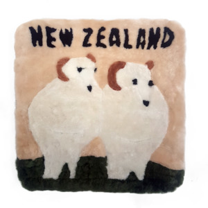 Auskin Short Wool Cushion Square - Two Sheep 45cm X 45cm