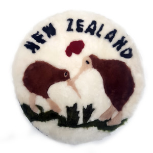 Auskin: Auskin Short Wool Cushion Circle - Kiwi in Love 50cm X 50cm