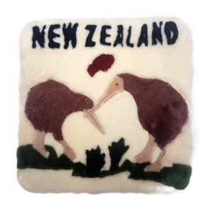 Auskin Short Wool Cushion Square - Kiwi in Love 45cm X 45cm