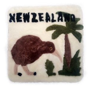 Auskin Short Wool Cushion Square - Kiwi with Tree 45cm X 45cm