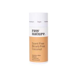 Raw Nature: Raw Nature Deodorant Stick - Scent Free | Bicarb Free | Coconut 50g