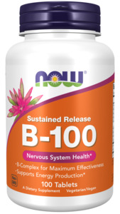 Multi Vitamins Minerals: NOW Vitamin B-100 Sustained Release 100tabs