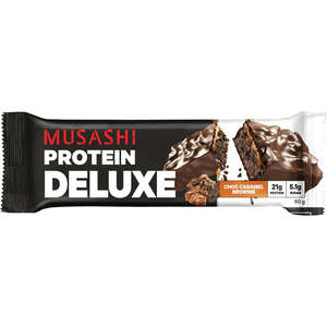 Musashi Protein Deluxe Choc Caramel Brownie Bar 60g (21g Protein)