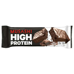 Food Bars: Musashi High Protein Milk Chocolate Brownie Bar 90g (45g Protein)