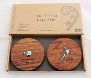 Products: Coasters – Mixed Paua - Set of 4 - Naturally Wood