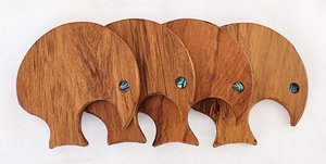 Products: Coasters – Kiwi & Paua Eye – (100mm) - Set of 4 - Naturally Wood