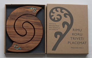 Products: Placemat/Trivet - Koru & Paua inlay - Naturally Wood