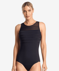 Products: Jantzen Cosmopolitan Mesh High Neck OP Black - Naturalwear NZ