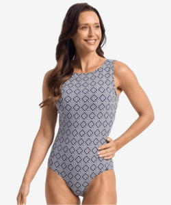 Products: Jantzen Geneva High Neck OP Navy - Naturalwear NZ