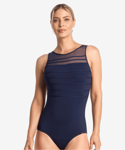 Jantzen Cosmopolitan Mesh High Neck OP Navy - Naturalwear NZ