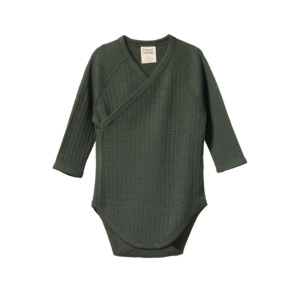 Merino Pointelle Long Sleeve Kimono Bodysuit