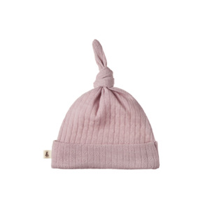 Merino Pointelle Knotted Beanie