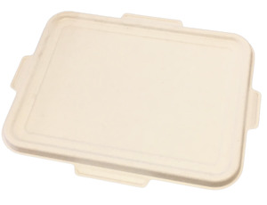 Plate: 5 Comp Sugarcane Lunch Box Lid - Natural