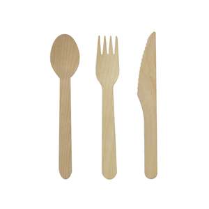 Cutlery Straws: Wooden Cutlery - Knife, Fork, Spoon