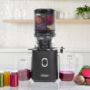 Juicing 1: *New*Omega OMJCSMVBBK13 Time Saving Cold Press Batch Juicer *Due 10AUG*