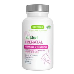 Frontpage: Be kind Advanced Prenatal Multivitamin, With Folic Acid As Folate, Choline, Calcium, Gentle Iron