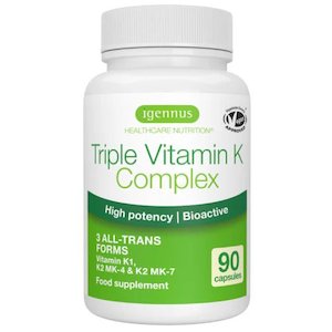 Heart Health: Triple Vitamin K Complex 2700 mcg, High Strength Vitamin K1 & K2 (MK-4 & MK-7), Bioactive Natural Forms, Clean Label, Vegan, 3 Month Supply
