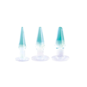 Anal Toys: Glitzy Trainer 3 in 1 PVC Anal Plug Kit 4.5" - Transparent Green