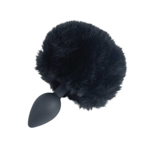 Kink: Punishment Bunny Tail Silicone Butt Plug - Black