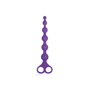 His: 8" Ribbed Silicone Anal Beads Purple