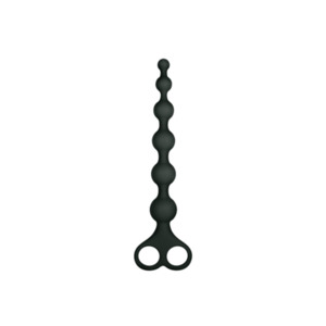 Anal Toys: 8" Ribbed Silicone Anal Beads Black