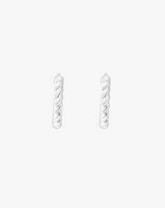 Earrings: Knots Huggies in White Gold