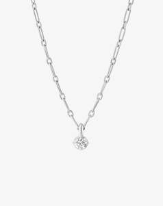 Necklaces: Boussole Necklace in White Gold - Round Diamond
