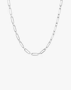 Necklaces: Classic Paper Clip Chain in White Gold