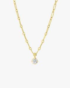 Necklaces: Boussole Necklace in Yellow Gold - Round Diamond