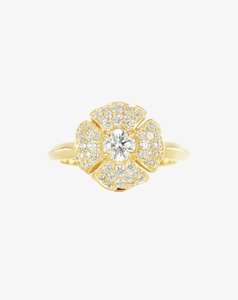 Rings: Romeo Flower Grand Pavé Ring Yellow Gold
