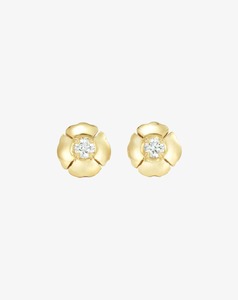 Romeo Flower: Romeo Flower Petit Solid Earrings Yellow Gold