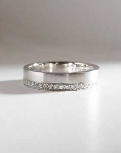 Mens Wedding Bands: Platinum and Diamond Ring With Brushed Finish