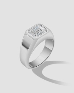 Mens Wedding Bands: Classic Emerald Signet