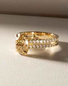 Bespoke Collection: Yellow Diamond with Double Diamond Band