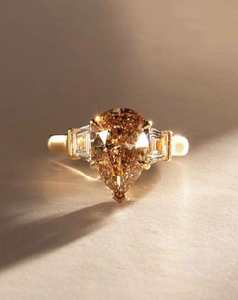 Bespoke Collection: Pear Shaped Champagne Diamond Three Stone