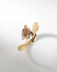 Bespoke Collection: Pear Champagne Diamond with Curved Band