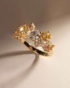 Bespoke Collection: Pink, Yellow and White Diamond Cluster