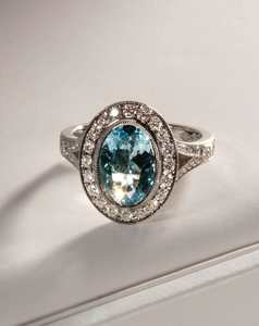 Bespoke Collection: Oval Cut Aquamarine With Bead-set Halo