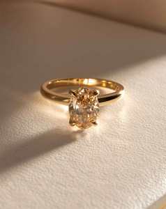 Bespoke Rings: Oval Champagne Diamond Solitaire