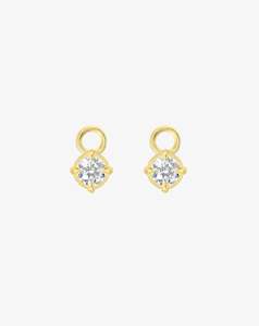 Boussole Huggie Charm Pair in Yellow Gold - Round Brilliant Diamond