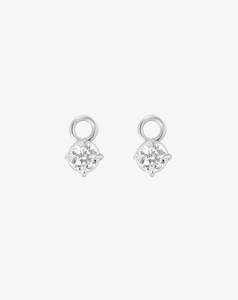 Boussole Huggie Charm Pair in White Gold - Round Brilliant Diamond